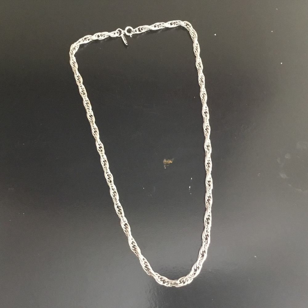 Vintage WHITING DAVIS silver tone chunky rope link chain 24" necklace